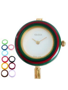 Gucci Change Bezel Watch 11/12.2 White SS Resin Bangle Replacement Gold